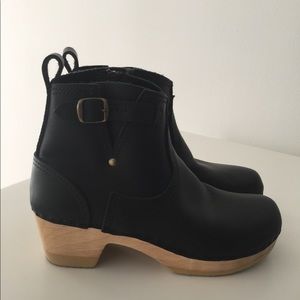 No.6 5” Leather Clog Buckle Boot on Mid Heel